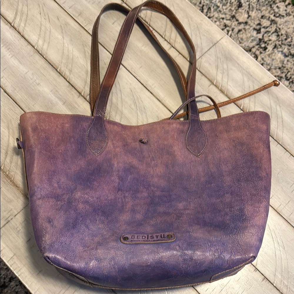 Bed Stu Purple Brown Leather Reversible, Charlotte Bag